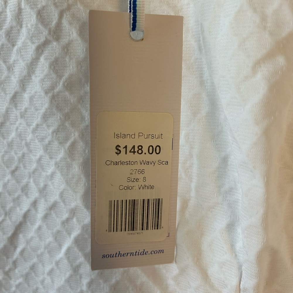 NWT Southern Tide White Sleeveless Scallop-Hem Dress - Picture 9 of 9